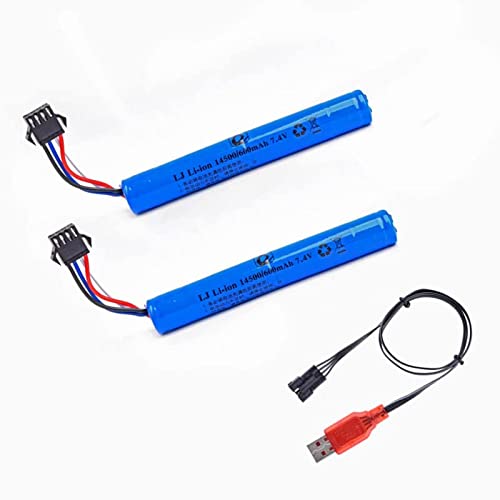 CBB 7.4V 600mAh 1450cell Li-ion Battery with SM-4P Plug and USB Charger for Airsoft Guns Gel Water Blaster