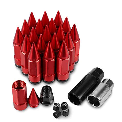 YeshineAuto 20PCS M12x1.5 Anti Theft Wheel Spikes Lug Nut,Replacement for 2006-2019 Fusion,2012-2019 Focus,2001-2019 Escape Aftermarket Wheel(Red)