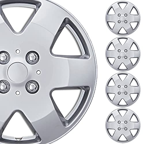 BDK (4-Pack Premium 15"" Wheel Rim Cover Hubcaps OEM Style Replacement Snap On Car Truck SUV Hub Cap - 15 Inch Set, 6 Thick Spoke (KT-978-15_df)