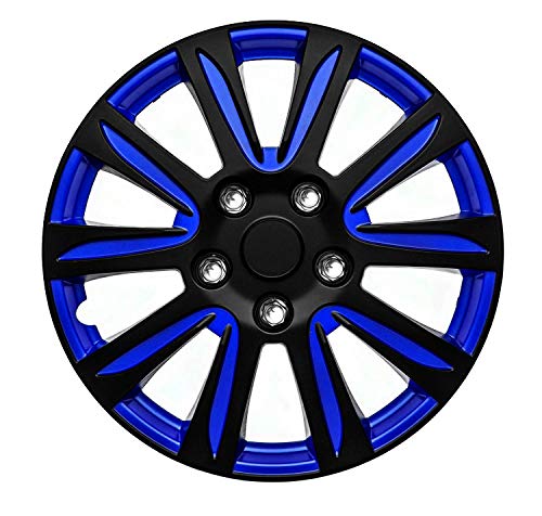 Swiss Drive HubCap 15-Inch Set of 4  Luxurious Blue and Black Design  Durable and Reliable - Automotive Wheels  Easy to Install  Set of 4 Car Wheel Hubcaps (Check Rim and Tire Size)