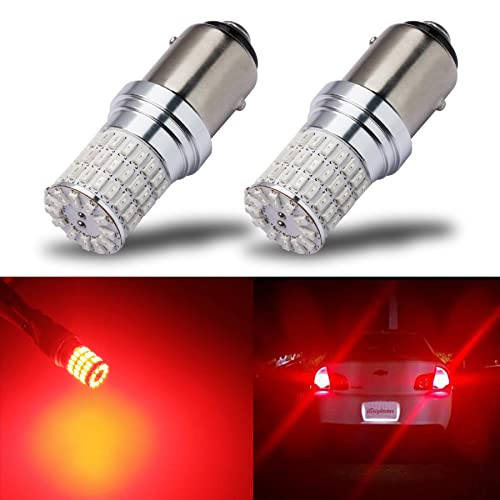 iBrightstar Newest 9-30V Flashing Strobe Blinking Brake Lights 1157 2057 2357 7528 BAY15D LED Bulbs Replacement for Tail Brake Stop Lights, Brilliant Red