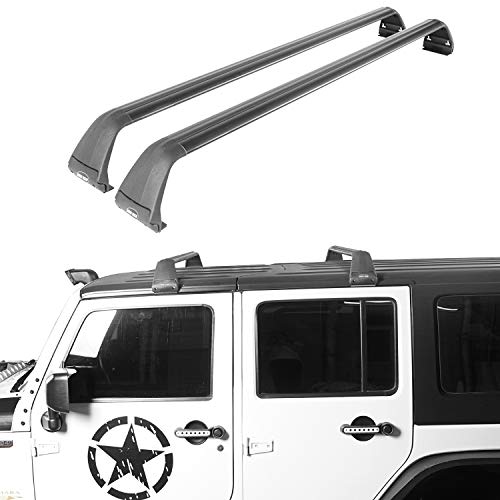 Hooke Road Wrangler Roof Rack 2 Crossbars Hard Top Kayak Cargo Rack Compatible with Jeep Wrangler JK JL Unlimited 4 Doors Only 2007 - 2023