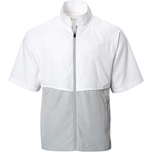 Sun Mountain Mens Headwind Short Sleeve Full Zip Golf Jacket White/Grey L