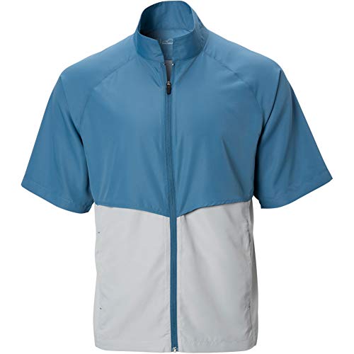 Sun Mountain Mens Headwind Short Sleeve Full Zip Golf Jacket Blue/Grey L