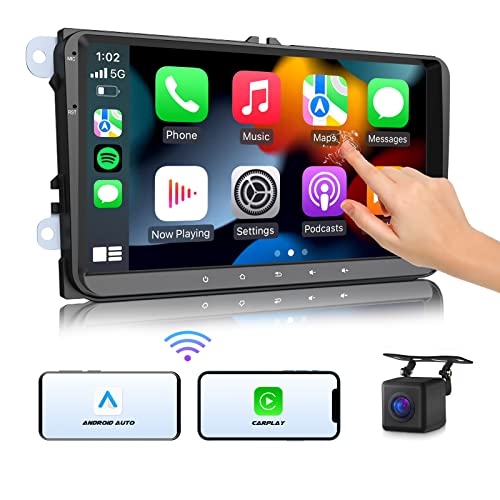 Eonon Apple CarPlay & Android Auto Car Stereo Receiver, Android 10.0 Car Stereo Ultra-Thin 3+32GB Car Radio, Compatible with Volkswagen/SEAT/Skoda, Bluetooth 5.0/4 Sets of UI, 9 Inch-Q53Pro (Q53PRO)