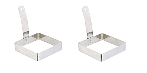 Dynore Stainless Steel Square Egg Ring with Handle- Set of 2