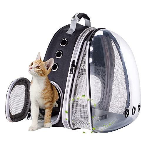 Front Expandable Cat Backpack Carrier, Fit up to 20 lbs, Space Capsule Bubble Window Pet Carrier Backpack for Large Fat Cat and Small Puppy