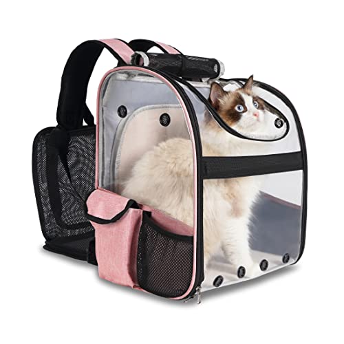 GAPZER Cat Backpack Carrier, Expandable Pet Backpack for Large Cats and Dog Up to 20 Lbs, Cat Back Pack for Travel, Hiking