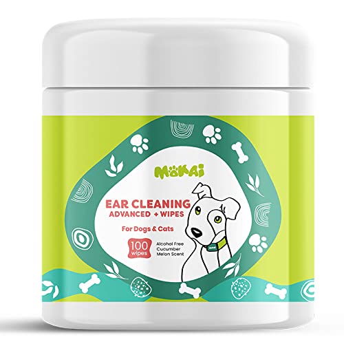 MOKAI Dog Ear Wipes And Ear Wipes For Dogs and Cats | Dog Ear Cleaning Wipes with Pet Ear Cleaner Solution for Ear Infection Treatment and Ear Yeast Infection Treatment for Dogs, Cats, and Small Pets