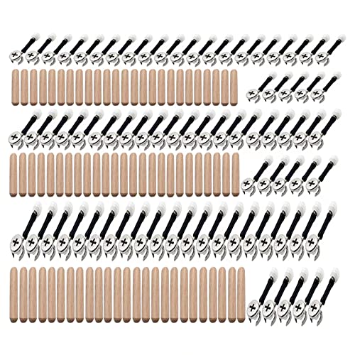 YUFANNET 300Pcs 3-in-1 Furniture Connecting Hardware Cam Lock Fasteners Kit,Cam Fitting & Wood Dowel Pins & Pre-Inserted Nut Cam Locks for Furniture Crib Cabinet Drawer Wardrobe Splicing