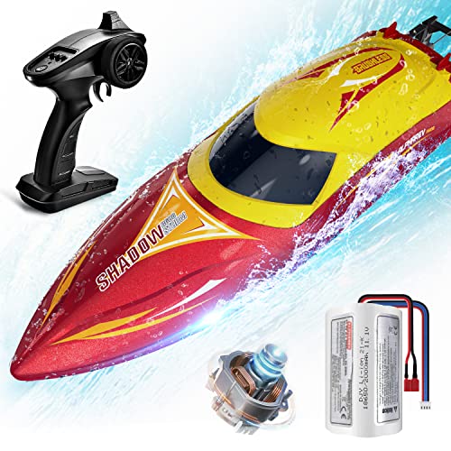 ALPHAREV RC Boat R608 Brushless RC Boats for Adults, 35+KMH Fast Remote Control Boat with Rechargeable Battery for Lakes and Sea