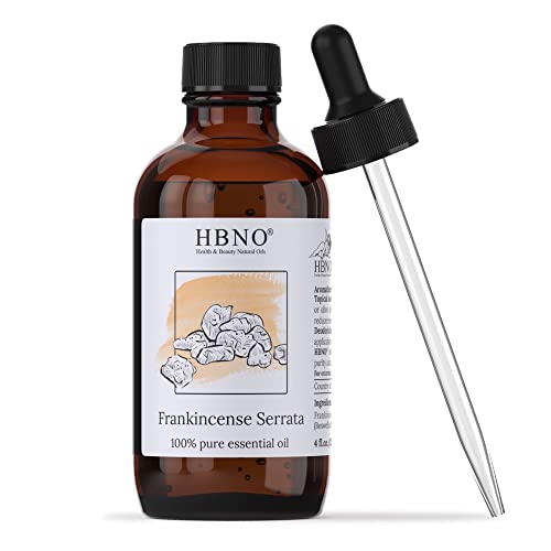 HBNO Frankincense Essential Oil for Pain Relief 4 oz (120ml) - 100% Natural & Pure Frankincense Oil for Pain Relief, Steam Distilled, Boswellia Serrata - Used for Skin Therapy