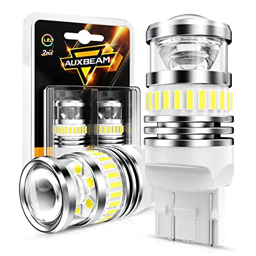 Auxbeam 7443 LED Bulbs White 2023 B1 Series Backup Reverse Lights 400% Brighter with Double Projectors 7440 7441 7444 7444NA T20 LED Bulbs DRL Parking Lights 6500K White Super Bright