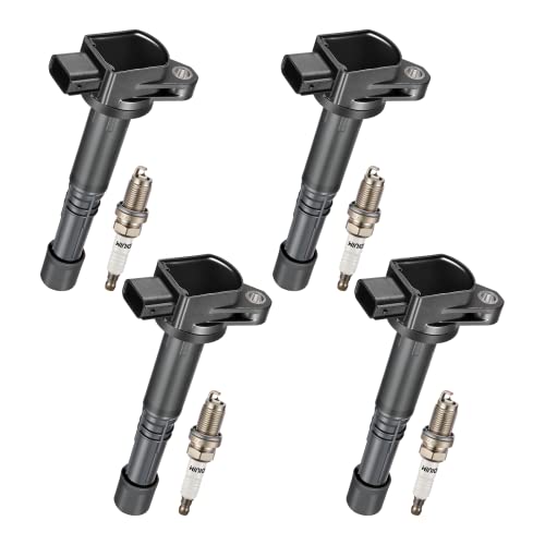 SPEEDTUN Ignition Coil Pack and Iridium Spark Plug for 2.0L 2.4L L4 Vehicles, Compatible with Acura RSX, Honda Accord Civic CR-V Element, Replaces UF311 UF583 C1382, Set of 4