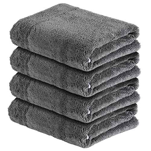Chumia 4 Pcs Dog Towels for Drying Dogs Microfiber Absorbent Pet Bath Towel Large Grooming Towel for Dogs Cats Bathing Supplies (Gray, 24 x 35 Inch)