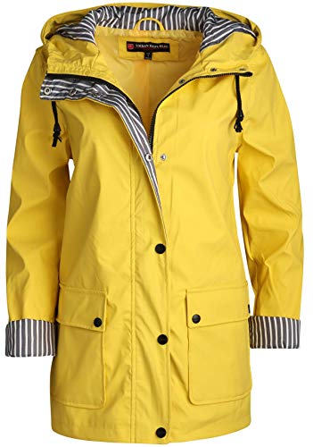 URBAN REPUBLIC Womans Raincoat - Waterproof Slicker Shell Windbreaker Rain Jacket (S-3XL), Size Large, Soft Yellow