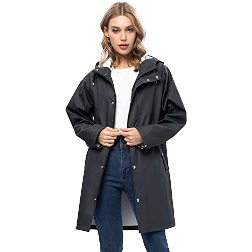 UNIQUEBELLA Raincoat for Women Waterproof Jacket Outdoor Ladies Lightweight Trench Coat