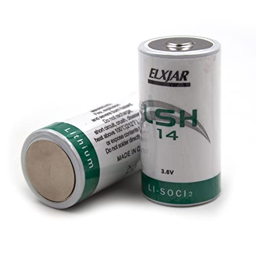 Lunggwey (2-Pack) 3.6V 6.5Ah LSH14 C Size Lithium Thionyl Chloride Battery ER26500M