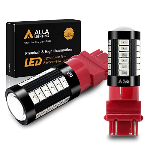 Alla Lighting 2800lm 3156 3157 LED Strobe Brake Lights Bulbs, Pure Red Xtreme Super Bright T25 Wedge 5730 33-SMD 12V Flashing Stop Lamps 3057 3457 4157 4057 3056 3057K 4057KX 3157LL