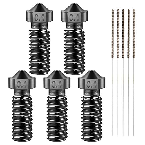 iMetrx 5PCS Volcano Nozzle 0.4MM,M6 Hardened Steel Printed Head for J-Head Hotend Extruder Parts,Compatible Artillery/Sidewinder 3D Printer.