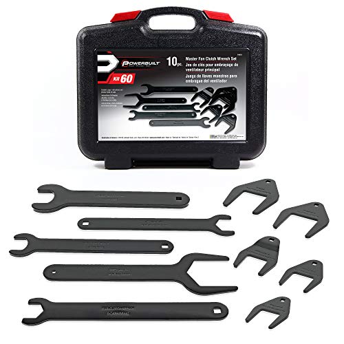 Powerbuilt Fan Clutch Wrench Master Kit, 10 Piece, Remove, Wrenches Loosen Fan Clutches, Ford, Chrysler, GM, Imports, Storage Case - 648651