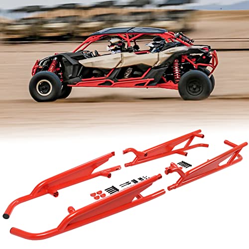 ELITEWILL X3 Max Nerf Bars Rock Sliders 4 Doors with Red Powder Coating Tree Kickers Fit for 2017-2021 Can-Am Maverick X3 Max - 4 Seater Replaces OEM #715003888 and OEM #715003730