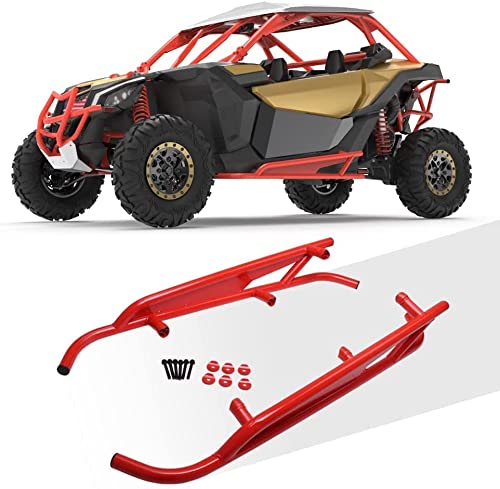 NIXFACE X3 Rock Slider Nerf Bars Tree Kicker Kit Fit for 2017-2022 Can Am Maverick X3/XRS/Turbo RR,Replacement for #715003438 - Red