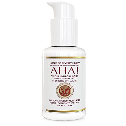 Nonie 10% AHA Moisturizer with 10% Alpha Hydroxy Acids, All Natural & Vegan Bilberry, Sugar Cane, Maple Cane, Orange & Lemon Oils; Coconut Oil, Almond Oil, Wheat Germ Oil, Citrus Mix of Lemon, Grapefruit, & Orange USA Made