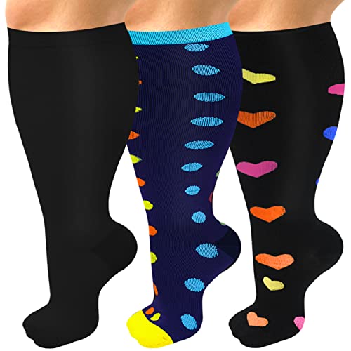 SIOAUIRT Plus Size Compression Socks for Women Men, Wide Calf Stockings Best Support for Circulation, Running