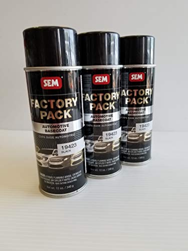 SEM 19423 Factory Pack-GM WA8555 BLACK-12 oz. Aerosol Pack of (3) Automotive Exterior Base Coat Paint