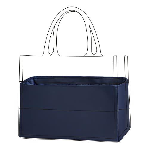DGAZ Silk Purse Organizer Insert Fits Dior Book Tote mini/S/M/LSilky Smooth Bag OrganizerLuxury Handbag & Tote ShaperTreasure blueBT-L