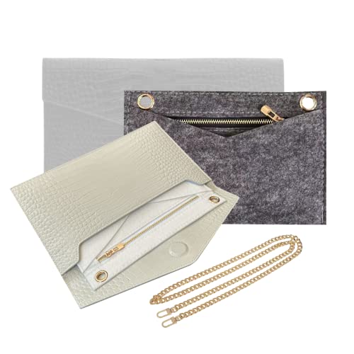 Uptown Clutch Conversion Kit with Gold Chain Wristlet Insert Wallet on Chain WOC Uptown Pouch Insert (Black)