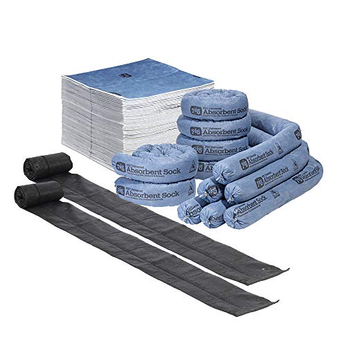 Storm Preparedness Water Absorption and Water Barrier Kit by New Pig; Ideal for Garages, Sheds, and Workshops for Diverting and Absorbing Water