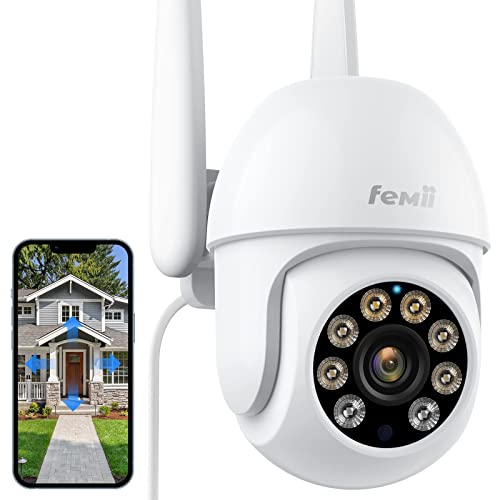 2K Security Camera, PTZ 355View 3MP Security System 2.4GHZ WiFi Security Cameras Outdoor with Color Night Vision, Motion Detection and Alarm, IP66 Waterproof, 2-Way Talk, 24/7 SD Storage