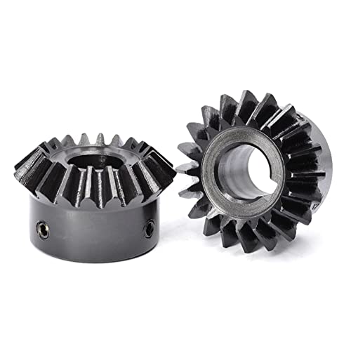 PGFUN 2 Pcs 2M 20 Teeth 8-18mm Shaft Hole Tapered Bevel Gear 1: 1#45 Steel 2 Module 90 Degree Steering Gear with M5 Fixing Hole(15mm)