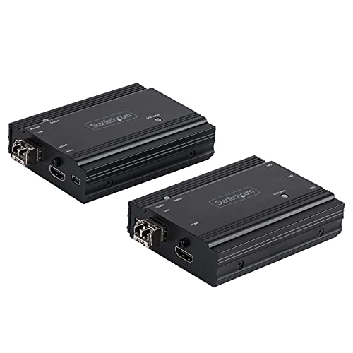 StarTech.com 4K HDMI KVM Extender Over Fiber - HDMI Video & USB Remote KVM Switch/Console Extender - up to 984ft/300m (MultiMode) - 2X 10G MMF SFP+ modules - KVM Extension Kit (TX/RX) (SV565FXHD4KU)