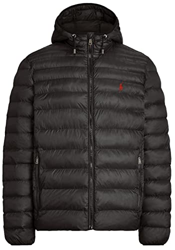 Polo Ralph Lauren Big&Tall Puffer Hooded Jacket (Black, 2XB)