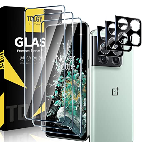 TQLGY 3 Pack Screen Protector for OnePlus 10T 5G with 3 Pack Camera Lens Protector, Tempered Glass Film, 9H Hardness - HD - Bubble Free - Anti-Scratch - Easy Installation
