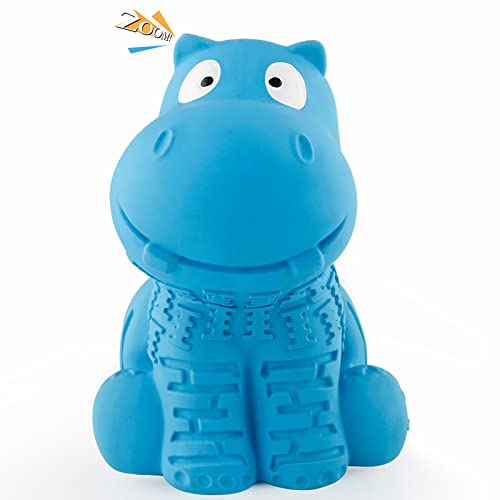 petizer Squeaky Dog Toys, Indestructible Dog Toys for Aggressive Chewers, Durable Tough Latex Toys for Heavy Chewers, Natural Rubber Dog Toys for Small/Medium/Large Dogs, Blue Hippo