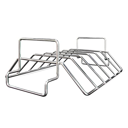 Rib Racks for Big Green egg, Smoking and Grilling Rib Rack, Big Green Egg Accessories, Turkey Roast Rack Dual-Purpose for Large and XLarge Big Green Egg,18" or bigger Kamado grill,100% Stainless Steel