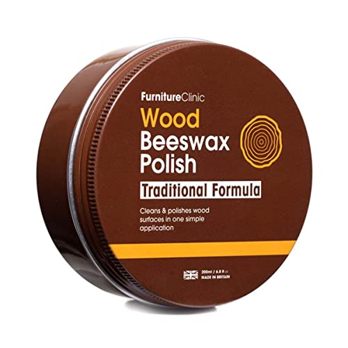 Furniture Clinic Traditional Beeswax Polish for Wood & Furniture | Wax for all Wood Types & Colors - Oak, Teak, Dark & Light Wood, 6.8oz/200ml