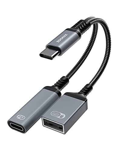 ZOOAUX USB C to USB Adapter OTG and Charger Cable, 2 in 1 USB-C Splitter with 60W PD Charging Type C OTG and USB A Female Port Compatible with Chromecast Google TV,iPad Pro,Samsung S21/S20,Pixel,LGG8