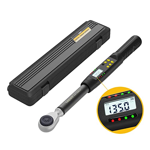 TAGVIT Digital Torque Wrench (5.02-99.57ft.lb/6.8-135NM), 1/2-Inch Drive Digital Torque Wrench Electronic Torque Wrench with Buzzer and LED Flash Notification for Bike Motorcycle Maintenance