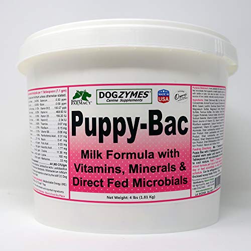 Dogzymes Puppy-Bac Milk Replacer formulated with The Proper ratios of Protein, Fat and nutrients for Growing Puppies (4 Pound)