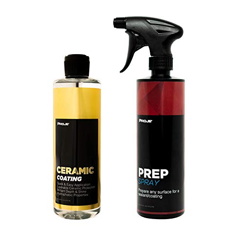 PROJE' Premium Car Care Ceramic Coating & Prep Spray (16oz) | Professional-Grade Ceramic Hydrophobic Wax & Sealant Polish & Prep Spray Removes 99.9% of contaminants for Cars RVs Motorcycles and ATVs