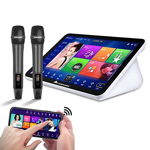 Inandon 2023 New Karaoke Machine,15.6 Touch Screen Phone App Control Free Cloud Download Songs All in One Karaoke System with Microphone KTV Singing Chinese Karaoke Player for Home Party,8T,White