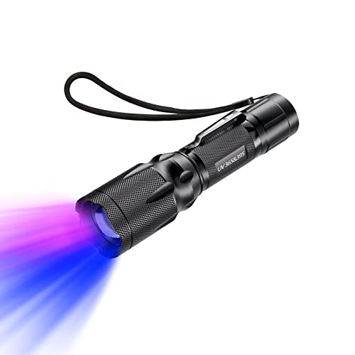 EOWCO UV Light Flashlight 365nm & 395nm, Small Black Light Ultraviolet Flashlights, Handheld Zoomable Blacklight Torch Woods Lamp, Detector for Pet Urine Dry Stains, Rocks, Scorpions, Hotel Inspection