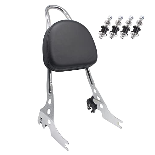 YHMOTO Detachables Sissy Bar Cushion Passenger Backrest W/Pad and Docking Hardware Kits Fit for Harley Sportster XL1200 883 2004-2022 (Chrome)