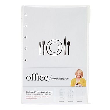 Office by Martha Stewart Discbound Entertaining Insert, 5.5x 8.5, White