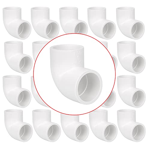 20 Pack 3/4" 90 Degree Elbow Pipe Fittings 2 Way Right Angle PVC Pipe Fitting, Furniture Build Grade SCH40 (Socket x Socket) 3/4" PVC Fitting Connectors for DIY PVC Shelf Garden Support Structure